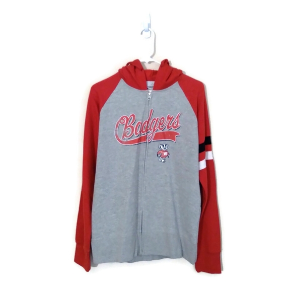NCAA Wisconsin Badgers Graphic Print Full-Zip Hooded Sweatshirt Sz XL - Picture 1 of 5